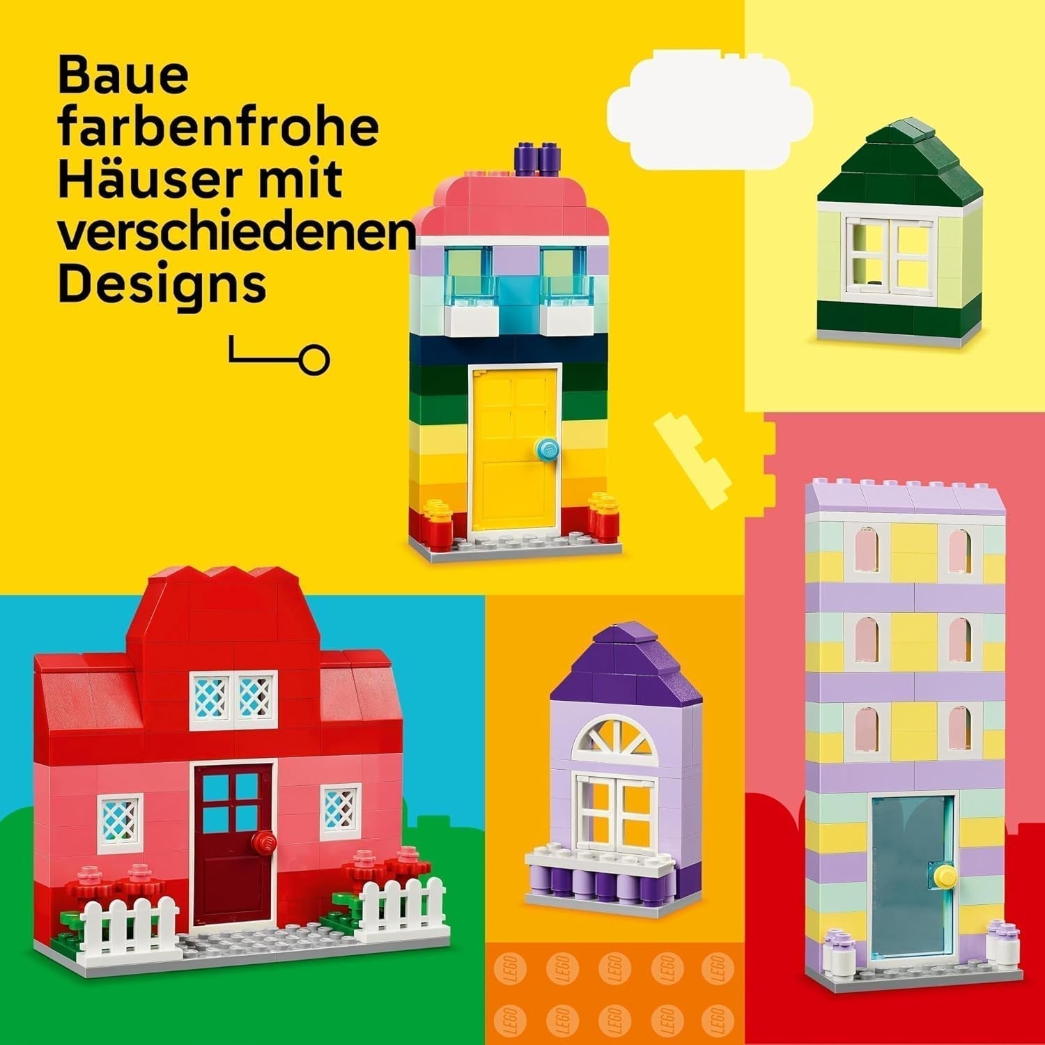 LEGO Classic kreative huse, byggeklodser til børn, 850 klodser byggelegetøj, husbygningslegetøj med tilbehør, gave til drenge og piger 4 år gamle 11035 byggesæt Beuche den LEGO-Store