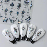 3D Metallic Schwarz Schmetterling Nagelsticker - Laser Pink Aurora Nagelaufkleber - Punk Butterfly Nail Art Stickers - Sølv Nail Sticker - Nageldesign Tilbehør