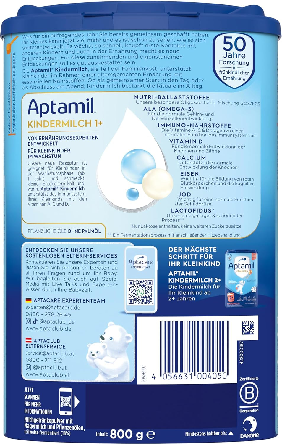 Aptamil Vækstmælk 1 Plus - Vækstmælk fra 1 år - 800g