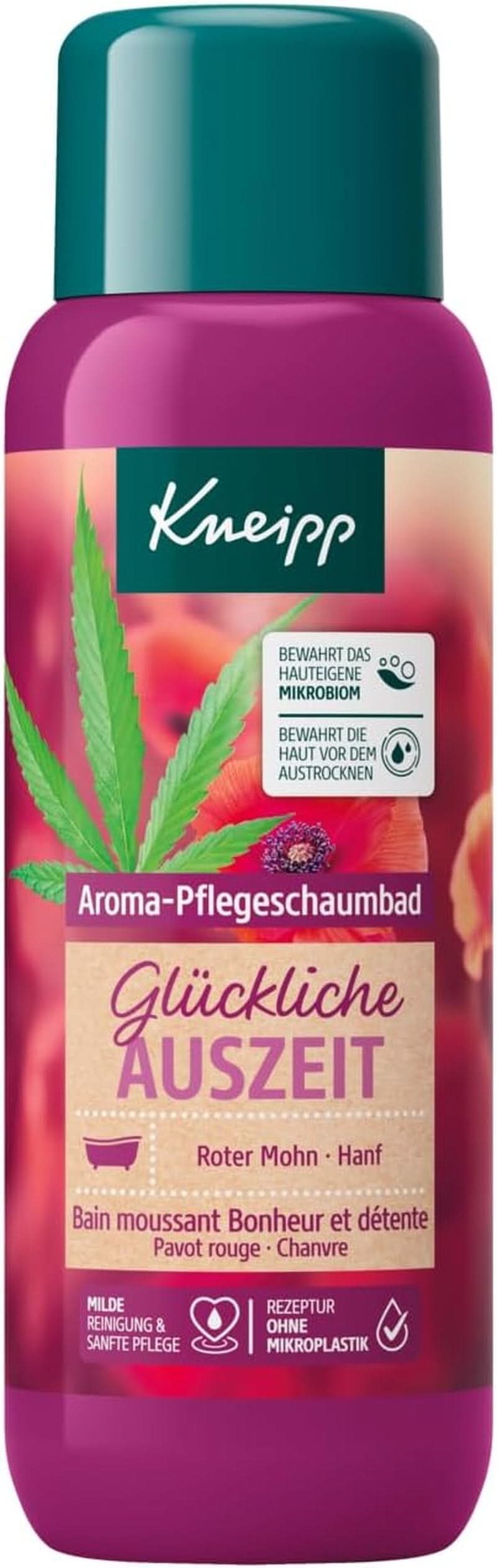 Kneipp Aroma, badeplejeskum Happy Time Out - med naturlige olier af rød valmue og hamp, 400 ml Naty Shop 400 ml Single