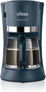 Ufesa CG7114 Capriccio filterkaffemaskine, 6 kopper, 600W, kande 0,6L, anti-dryp system, automatisk sluk, blå