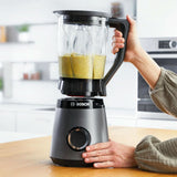 Bosch Standmixer Vitapower Serie 4 MMB6172SN, Verbesserte Version, 10 Jahre Motorgarantie, Edelstahl-Klingen, 1,5L Glasbehälter, Spülmaschinenfeste Teile, 30.000 U/Min, 1200 W, Silver Kitchen Naty Shop