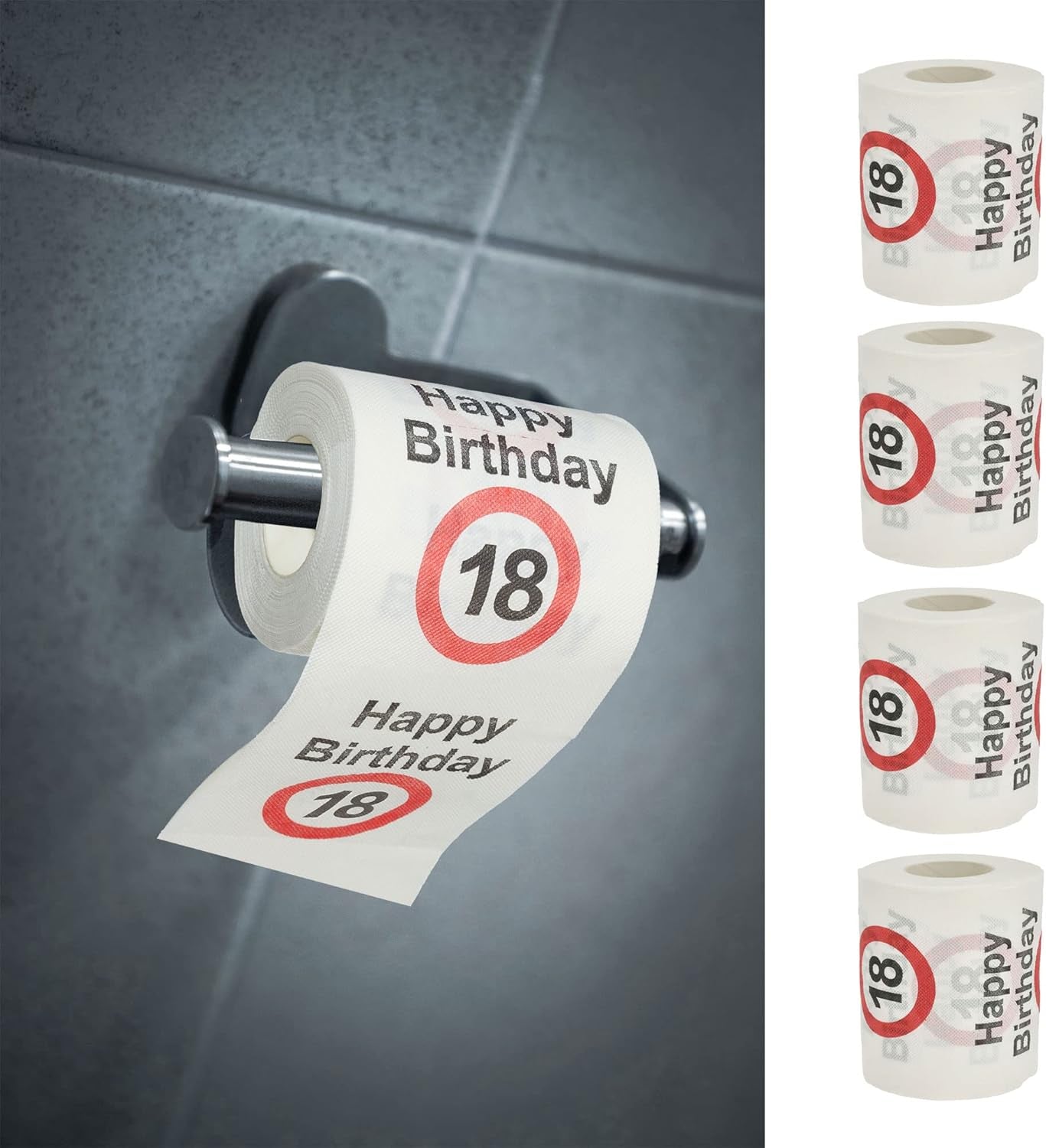 Sæt med 4 toiletpapir "Tillykke med 40 års fødselsdagen" │40 års fødselsdag 24 meter 2-stoffer 180Gr/Qm │ Toiletpapir motiv toiletpapir (4 X toiletpapir 40)
