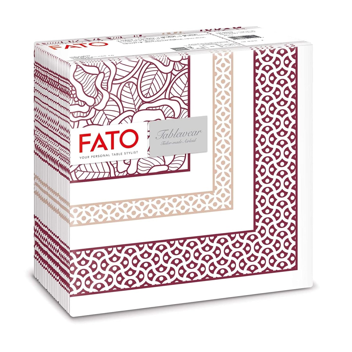 Fato - Tørre papirservietter, airlaid, tekstileffekt, pakke med 50 servietter, 40X40 foldet i 4 format, Tropicana Decor