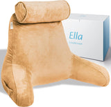 Ella læsepude til seng og sofa med aftagelig nakkerulle - Rygpude til seng - Memory Foam læsepude med armlæn, ideel til at læse, se tv, slappe af eller som rygstøtte - Grå