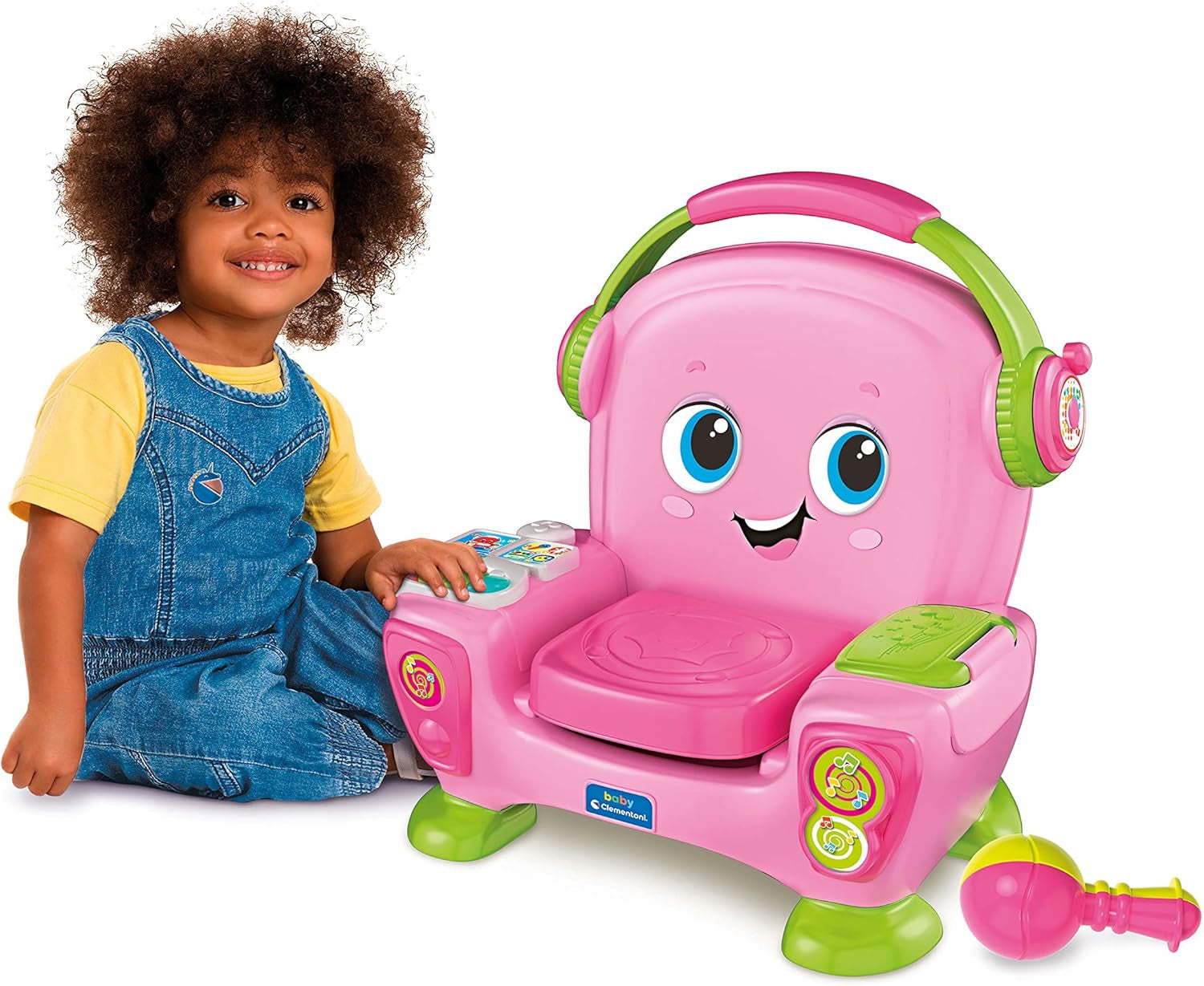 Clementoni 17755 Syngende lænestol med lyserød lyd og dans - interaktiv og multifunktionel lænestol til børn på italiensk, legetøj 1 år - Made in Italy, flerfarvet Toys Bebe Naty Shop