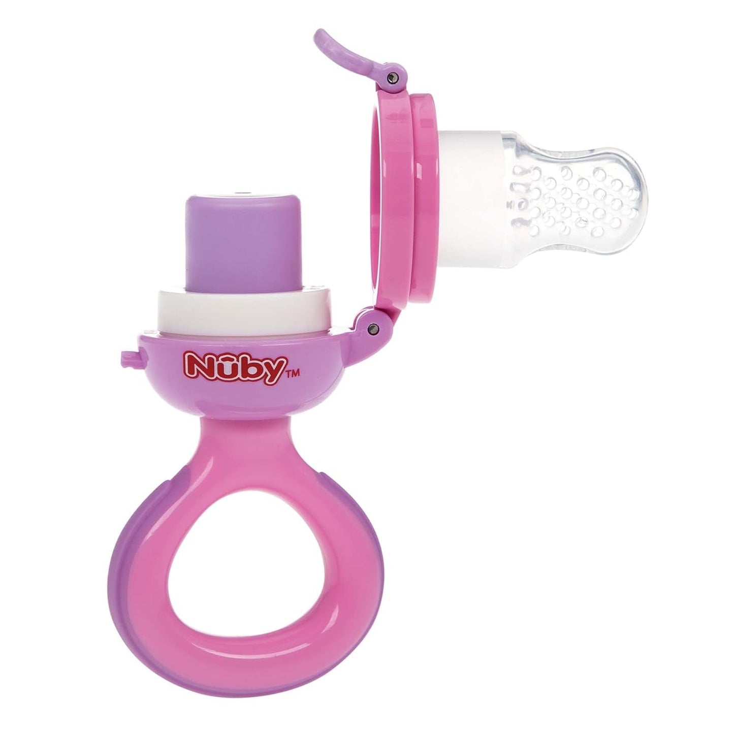 Nuby Silikone Fruit Feeder Nibbler - Frugt Feeder til babyer 6 måneder og småbørn - Biring til frugter, grøntsager og puréer - BPA fri - Pink - 6+ måneder