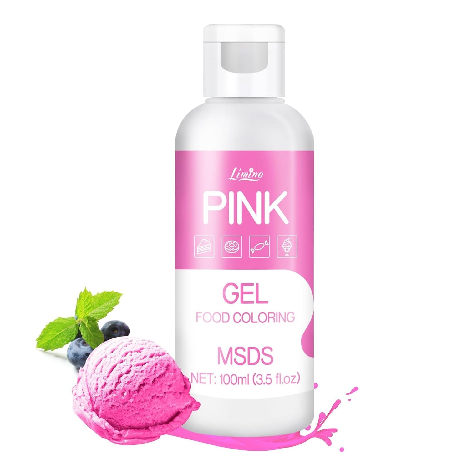 Gel-madfarve - 100 ml, Gel-madfarve til kager, bagning, småkager, makroner - koncentreret sukkerfri madfarve til kagedekoration, drikkevarer, påskeæg, DIY-slime (hvid)