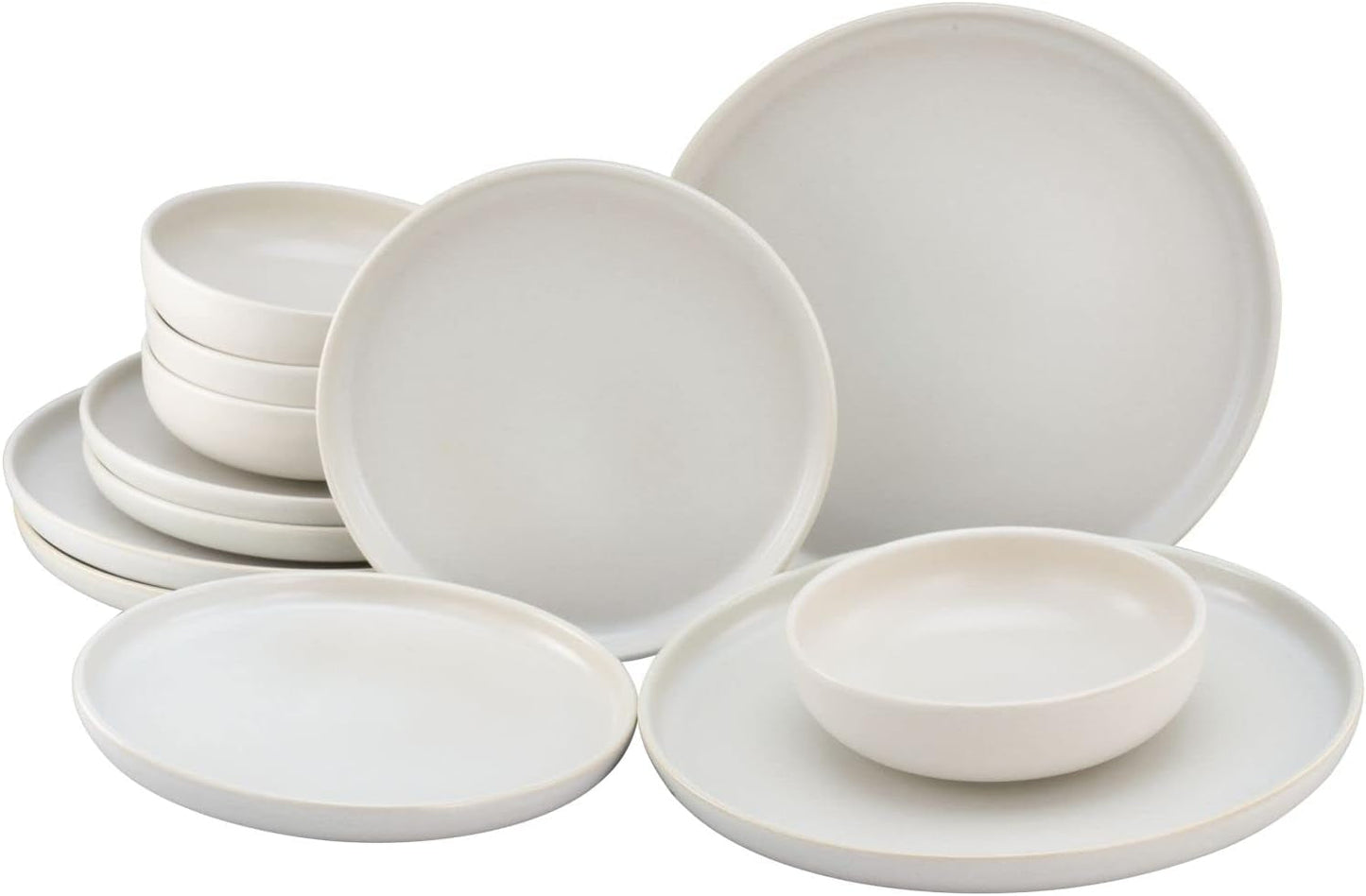 CreaTable, 33065, Uno Series Gul-Hvid 12-delt porcelænssæt, tallerkensæt i porcelæn, Tåler opvaskemaskine og mikroovn, fremstillet i Portugal