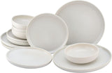 CreaTable, 33065, Uno Series Gul-Hvid 12-delt porcelænssæt, tallerkensæt i porcelæn, Tåler opvaskemaskine og mikroovn, fremstillet i Portugal