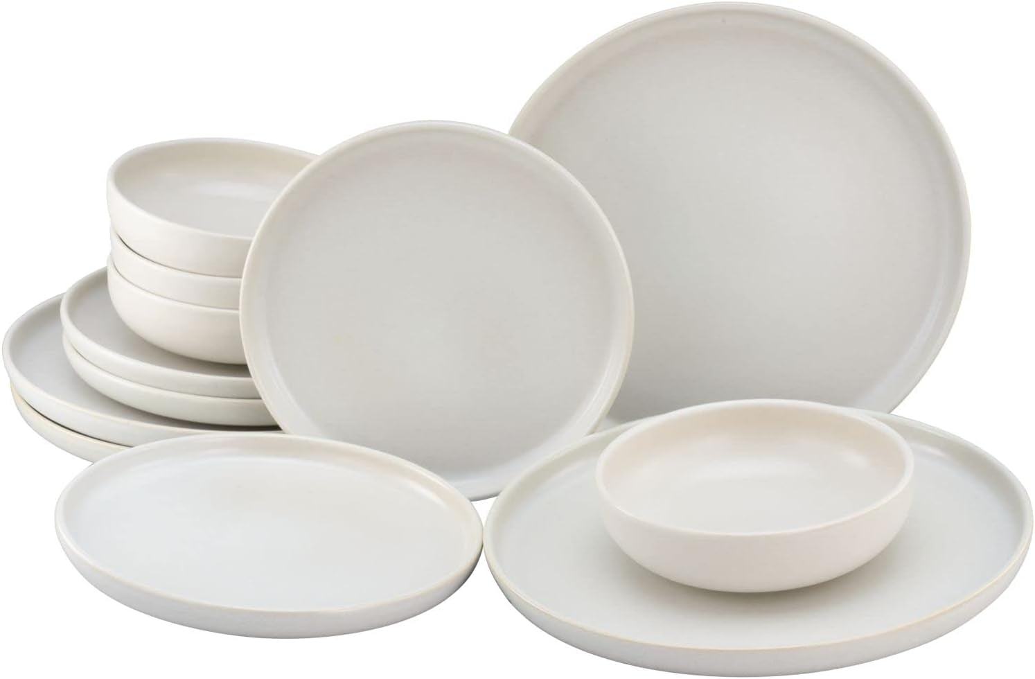CreaTable, 33065, Uno Series Gul-Hvid 12-delt porcelænssæt, tallerkensæt i porcelæn, Tåler opvaskemaskine og mikroovn, fremstillet i Portugal