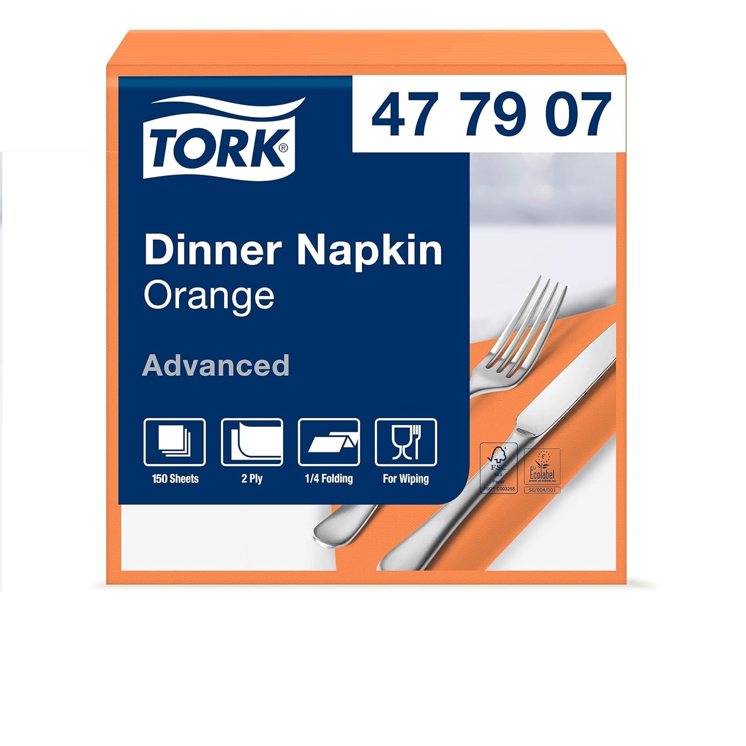 Tork Linstyle 509542 sorte cocktailservietter, 1/4 fold, 1 lag, 23,8 x 23,8 cm, 1 x 100 servietter