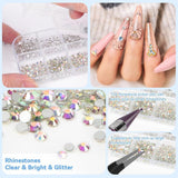 Harz Strasssteine ​​4200 Stk Strass Kristalle 1Mm-5Mm Gemischte Kinder Bastelsachen Kit Mit Strass Mit Picking Pinzette Und Stift Für DIY Nägel Kleidung Kunsthåndværk Gemischt Becher Party (A)