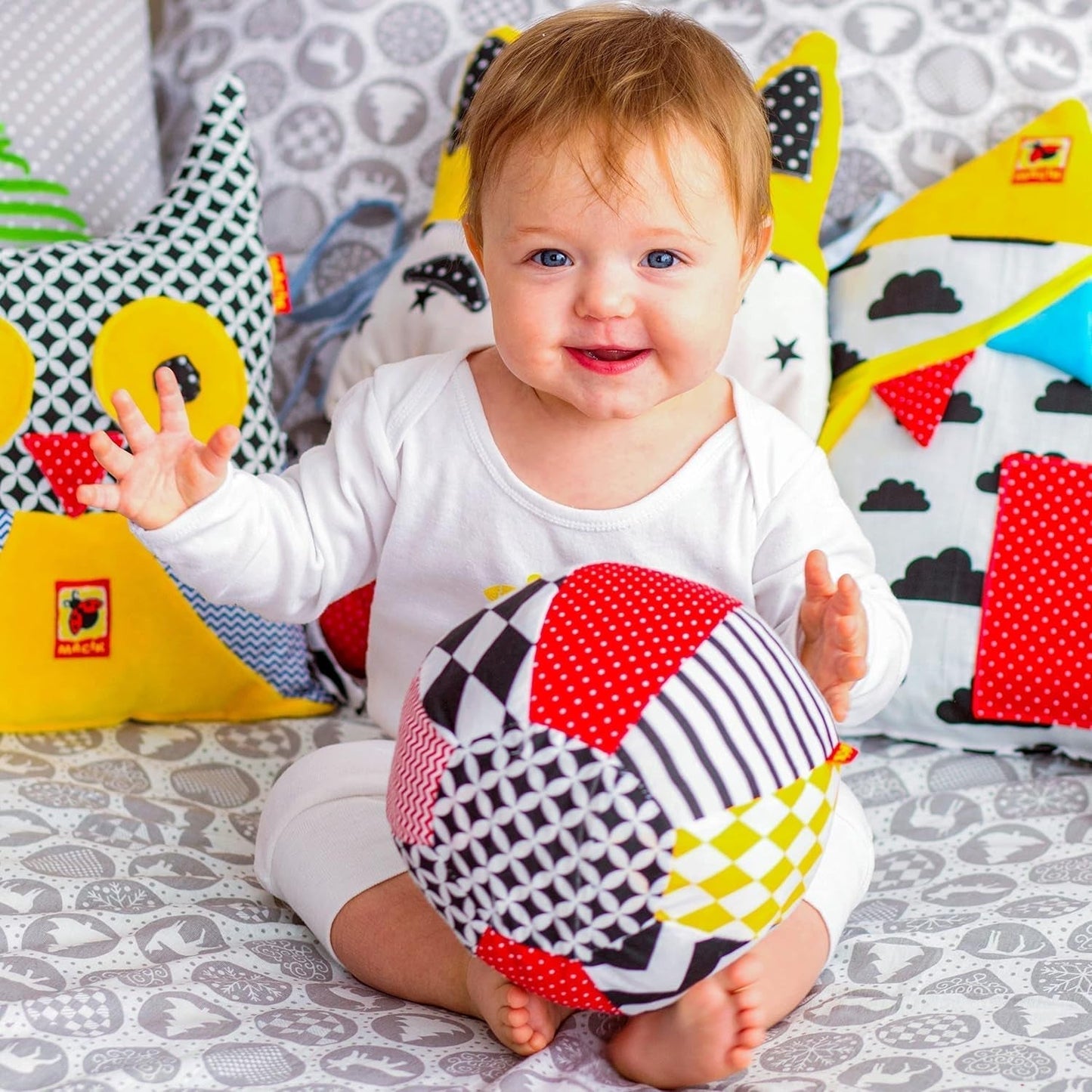 magdum 2 sæt baby terning spil + stof bold - motorisk legetøj fra 1 år - legetøj til børn 6 måneder - Montessori legetøj - pædagogisk legetøj 1 år - gave til børn - bold til børn - terning til børn - gaver til børn Legetøj Bebe Naty Shop