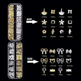 Sømnøglekæder 4 æskesæt - 48 typer guld og sølv 3D sømnøglekæder (sommerfugle, blomster, perler osv.) + pincet og kuglepen - til gør-det-selv-gel- og akrylnegle | Ideal for nail salon and home