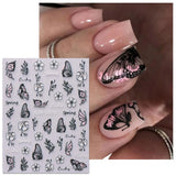 JMEOWIO 6 Blatt 3D Nagelsticker Frühlings Blume Nail Art Sticker Selbstklebend Nagelaufkleber 5D Stereoskopisk Bunte Sommer Blumen Dekoration Nageldesign Zubehör