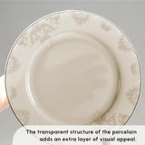 Karaca Elegance Bone Siena Spisesæt til 12, Moderne Porcelænsstel, Spisesæt med Suppeskåle, Serveringsfad, Dybe tallerkener, Desserttallerkener - hvid og guld