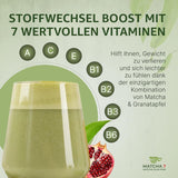® Ceremonial Matcha Powder X Granatæble 100G [Understøtter vægttab og stofskifte] - Grøn te for en aktiv og sund livsstil - Grøn te uden tilsætningsstoffer (ren og naturlig)