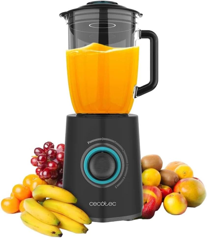 Cecotec Standmixer Power Black Titanium 2200MAX Glat, 2200 W Maximale Leistung, 6 Klingen Aus Edelstahl, Ice-Crush-Funktion, Turbo- Og Smoothie-Funktion, Autoclean-Funktion Køkken Naty Shop Schwarz 2300 W | 1,5 L