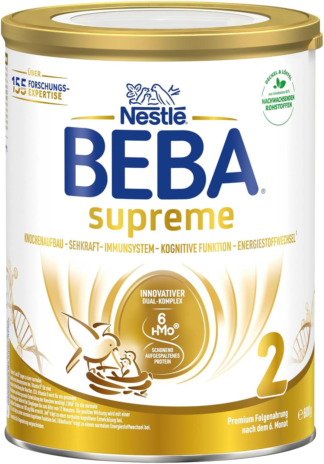 BEBA SUPREME 2 Tilskudsmælk efter 6 måneder, kun laktose, palmeoliefri, 6 stk. (6 x 800 g) Naty Shop