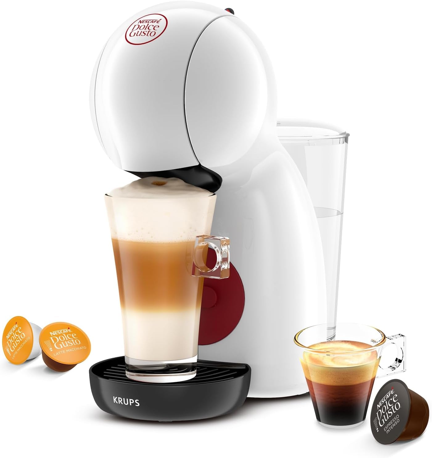Manuel espressomaskine med NESCAFÉ DOLCE GUSTO PICCOLO XS kapsler fra KRUPS, hvid