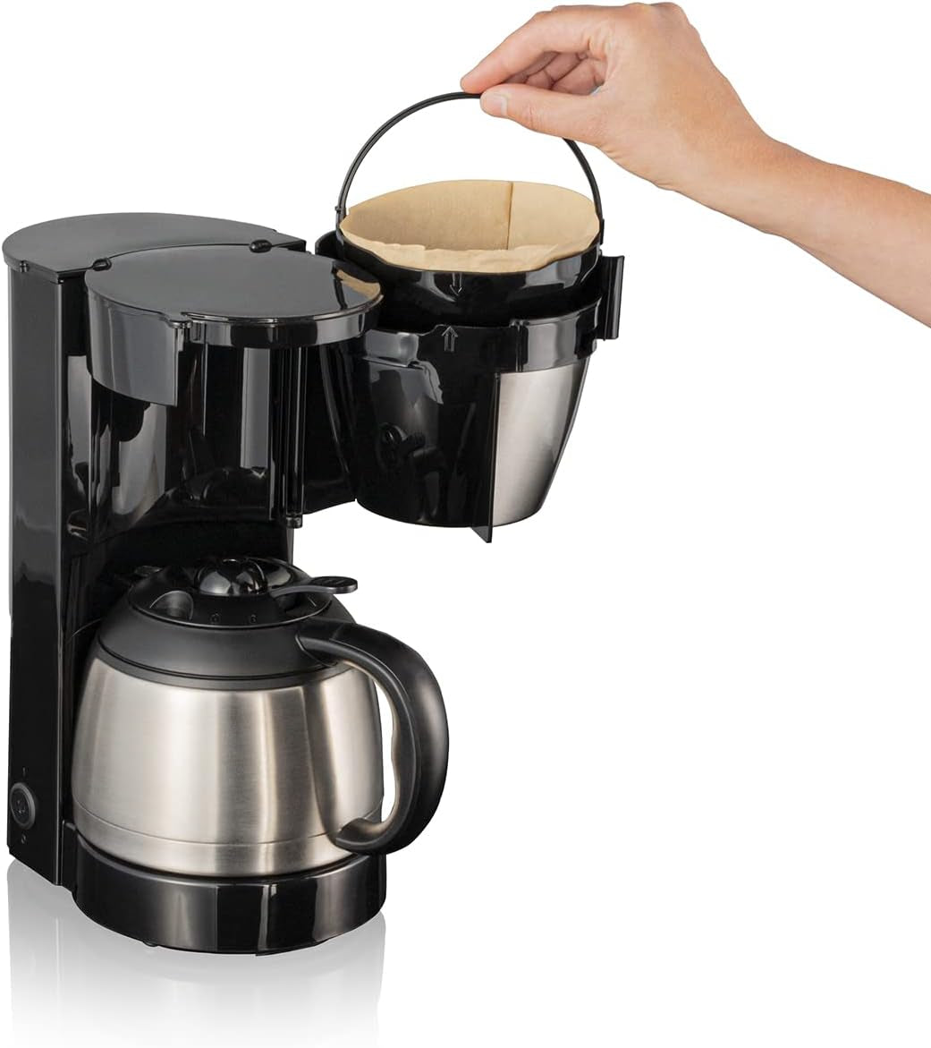 Cloer 5009 Hold Warm Filter Espressomaskine til op til 8 kopper 800W med isoleret rustfri stålkaraffel 1x4 filterkop Sort