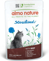 Almo Nature Functional - Steriliseret - Vådfoder til voksne og modne katte, steriliseret eller mindre aktive - med oksekød - fedtfattigt, fugtgivende - 70 g (pakke med 30)