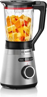 Bosch Standmixer Vitapower Serie 4 MMB6382M, Edelstahl-Klingen Made in Germany, 1,5L Thermosafe Glasbehälter, Stopfer, Sicherheitsdeckel, Spülmaschinengeeignete Teile, 30.000 U/Min, 1200 W, Edelstahl Kitchen Naty Shop
