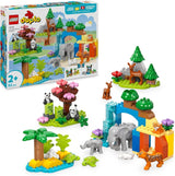 LEGO DUPLO by vilde dyrefamilier 3-i-1 sæt, pædagogisk legetøj til småbørn med skildpadder, tigre, elefanter, hjorte, pandaer, 2-årig førskolebørnssæt, dyrefigur byggelegetøj 10446 byggesæt Beuche den LEGO-Store standardtitel