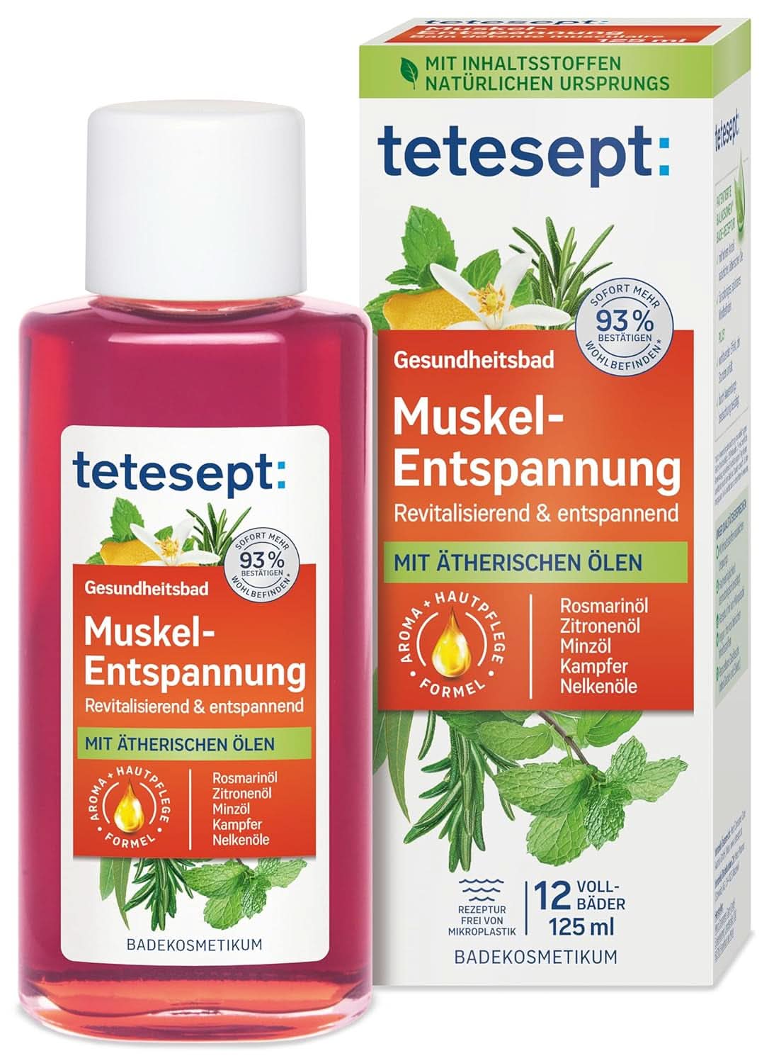Tetesept Muskel, Afslappende badetilsætning efter fysisk anstrengelse, 125 ml Brusebad og bad Naty Shop 125 ml Muskelafspændingsbad