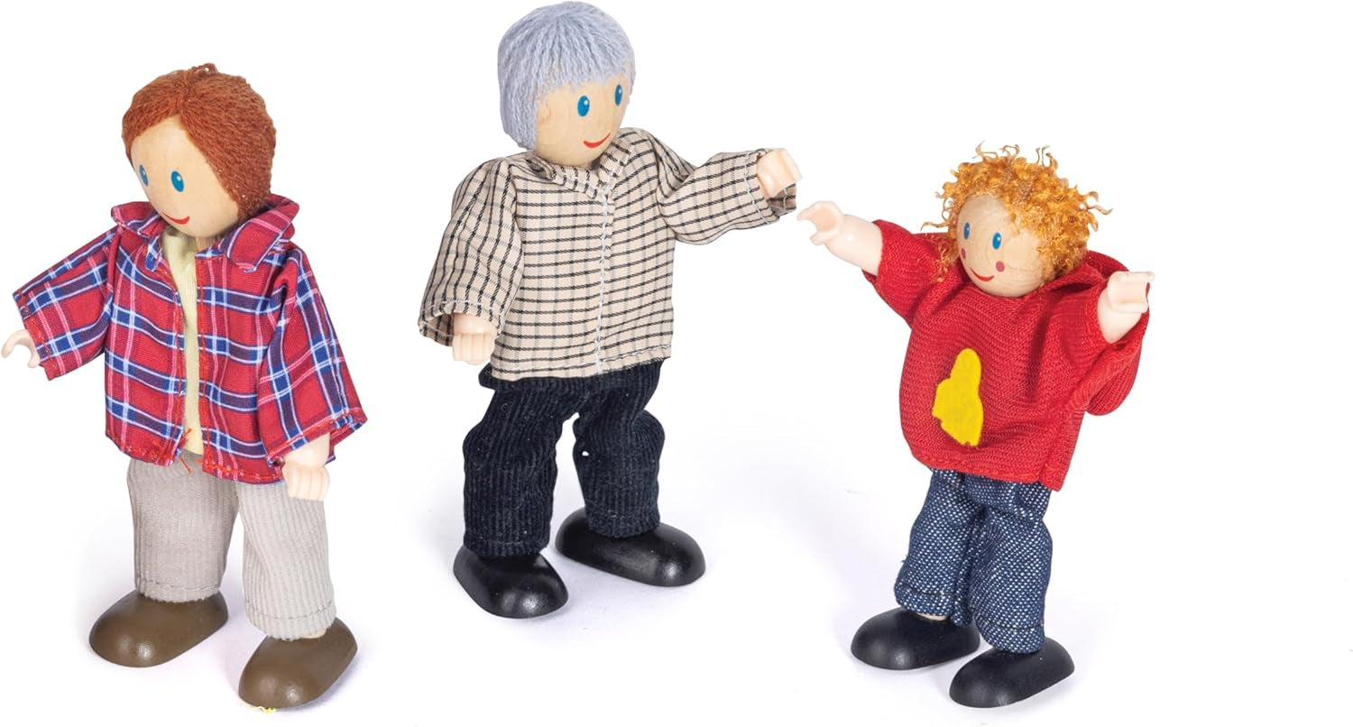 Hape Dukkefamilie prisvindende dukkehussæt, unikt trædukkehustilbehør, fantasifuld leg, 6 dukkefamiliemedlemmer, fra 3 år og opefter