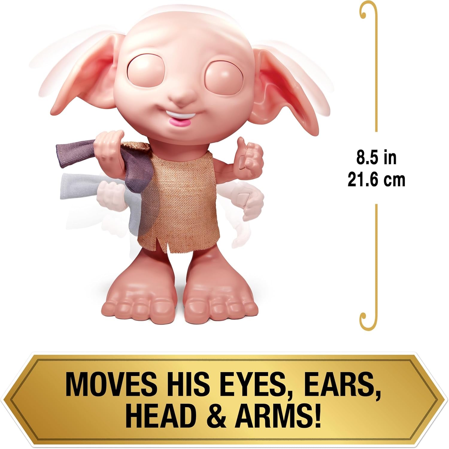 Spin Master 6067280 Wizarding World Harry Potter Magical Interactive Dobby Elf Sock Doll, 30+ lyde og sætninger, 21,6 cm, børnelegetøj, sort