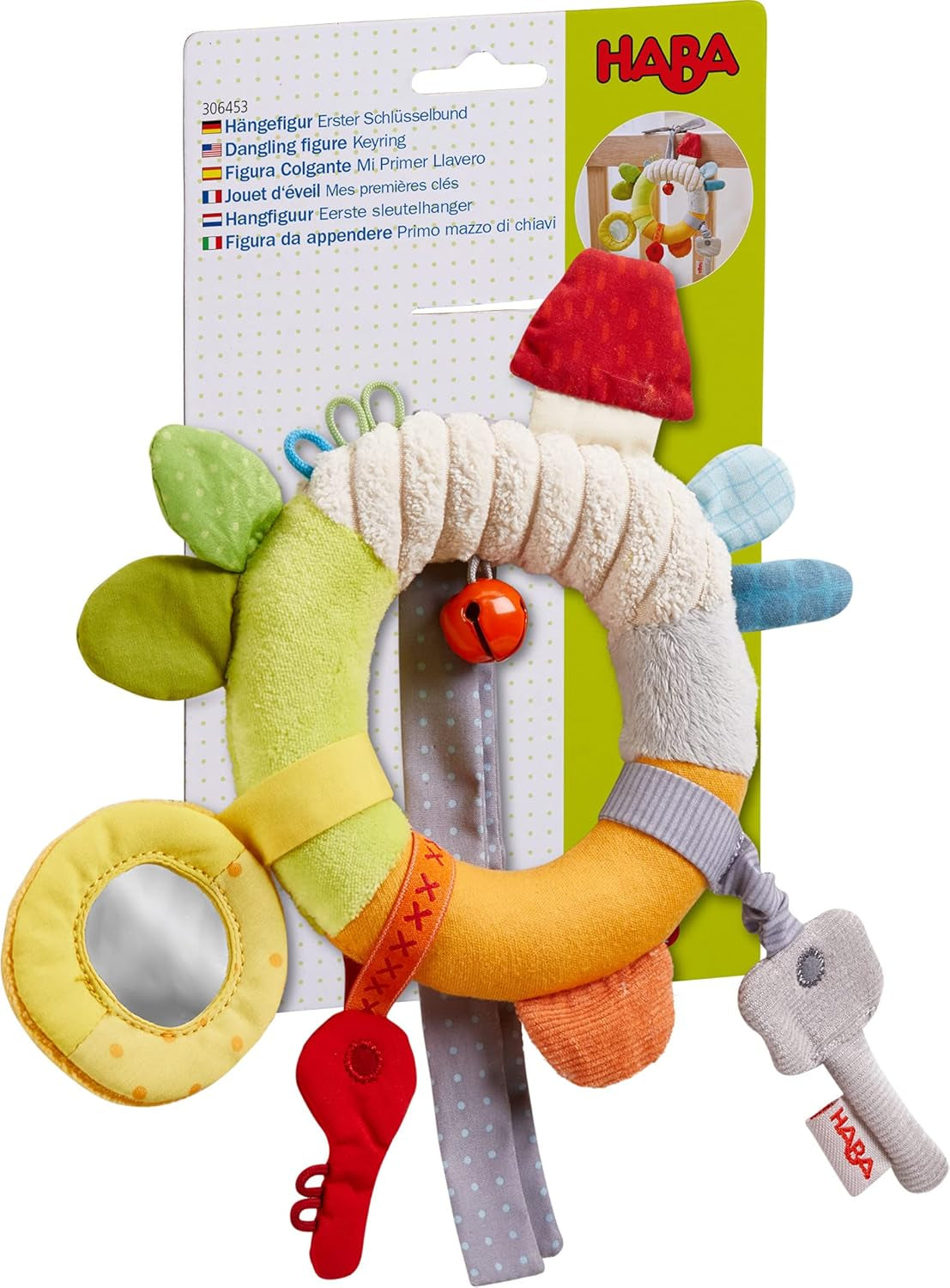 HABA 306453 - Hængende figur Første sæt nøgler, bevægelige og hængende figurer fra 6 måneder Babylegetøj Naty Shop