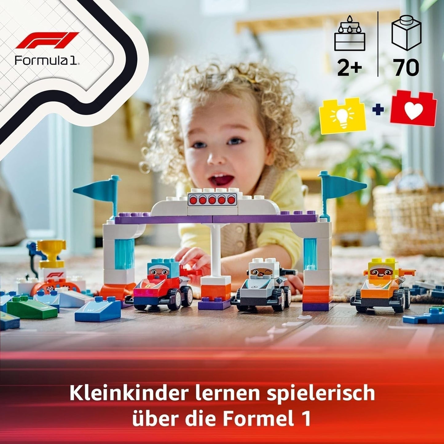 LEGO DUPLO Town F1 Team Racerbiler Med Racers, byggelegetøj til hele familien, fantasifuld legeoplevelse, fødselsdagsgave til småbørn, drenge og piger fra 2 år 10445 Byggesæt Besuche den LEGO-Store