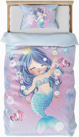 Sengetøj til børn, forskellige størrelser og forskellige animerede figurer Sengetøj - børn Naty Shop Mermaid (model 1) 100X135Cm+40X60Cm