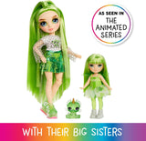 Rainbow High Littles Rainbow Fantasy Fairy and Pet - Emerald, Green - 14 cm artikuleret lille Fantasy Dragon Dukke med udskiftelige Fairy Wings, sød gave til børn fra 4 år og opefter