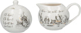 Alice i Eventyrland Fin porcelæn tekande og mælkekande, porcelæns skål og mælkekande i en luksusgaveæske