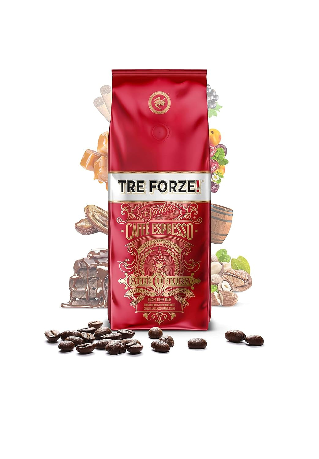 Espresso Caffè - 1 kg Espressobønner Traditionel røst over Olivenholzfeuer In Handarbeit - Premium Kaffeebohnen für Vollautomat und Siebträger