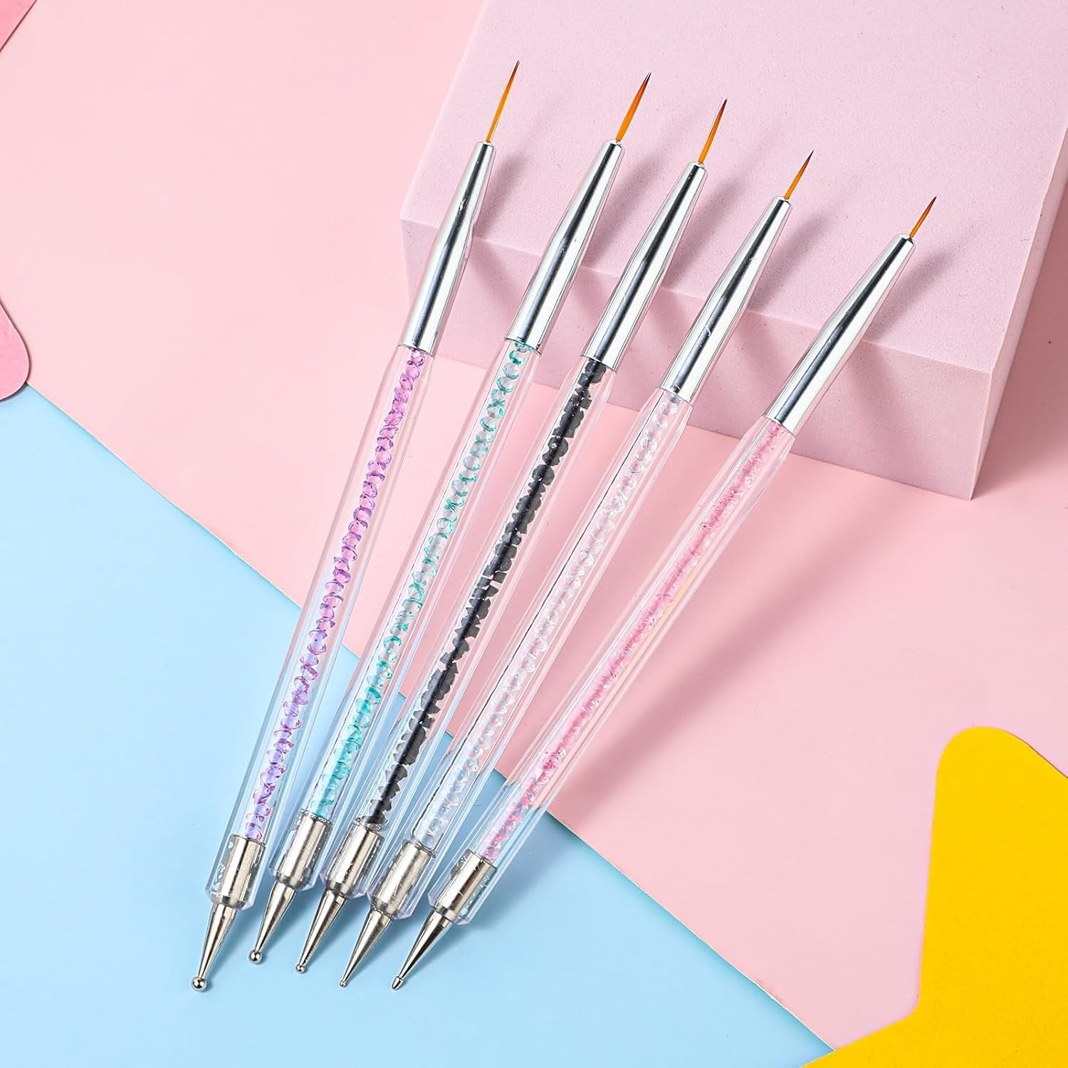 5 Stück Nail Art Pinsel Sæt Dotting Tool Nailart Pinsel Nageldesign Dotting Pen Strass Professionel Acryl Feinmalerei Nail Art Design
