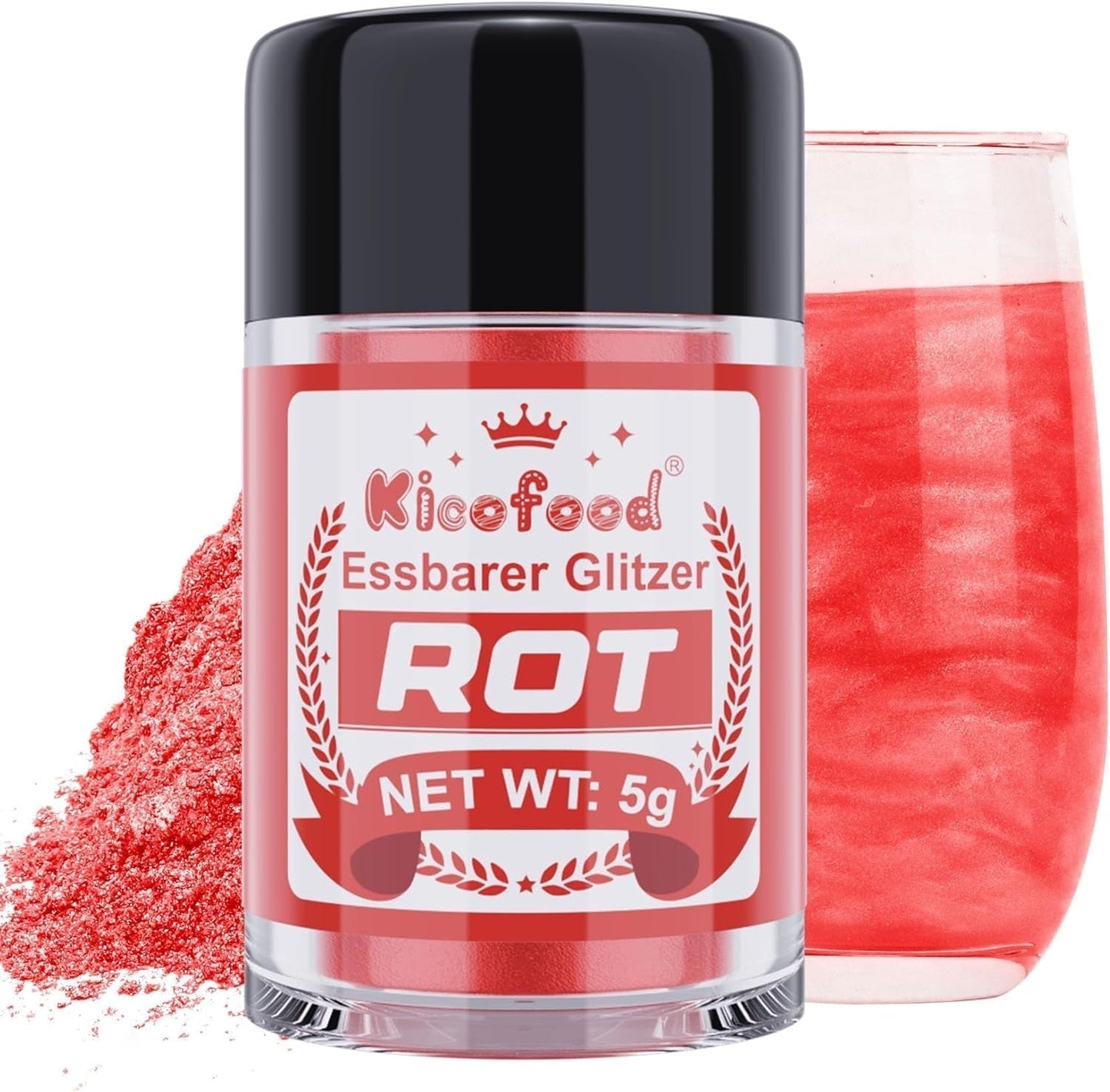 Kicofood, spiseligt glitter, 5 gram, forskellige farver Glitter Naty Shop Red