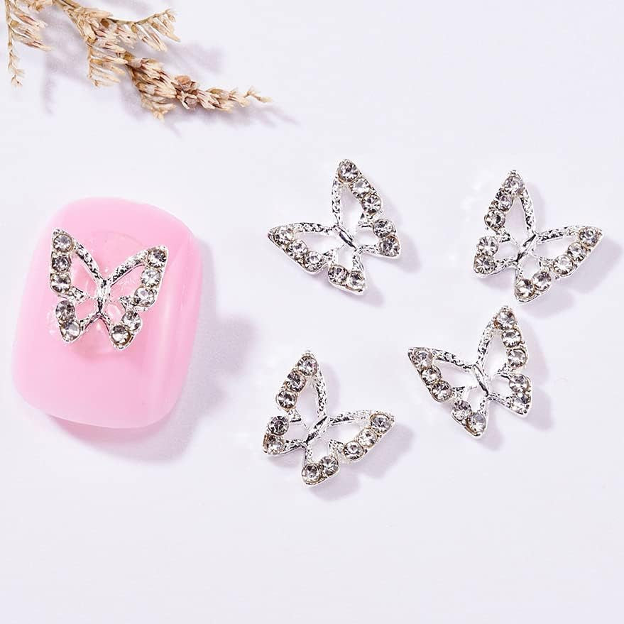10 stykker legeret sommerfugl negle charms metal negle kunst vedhæng sten til diamanter negle ædelstene Negle smykker kunst dekorationer Negle kunst smykker fremstilling