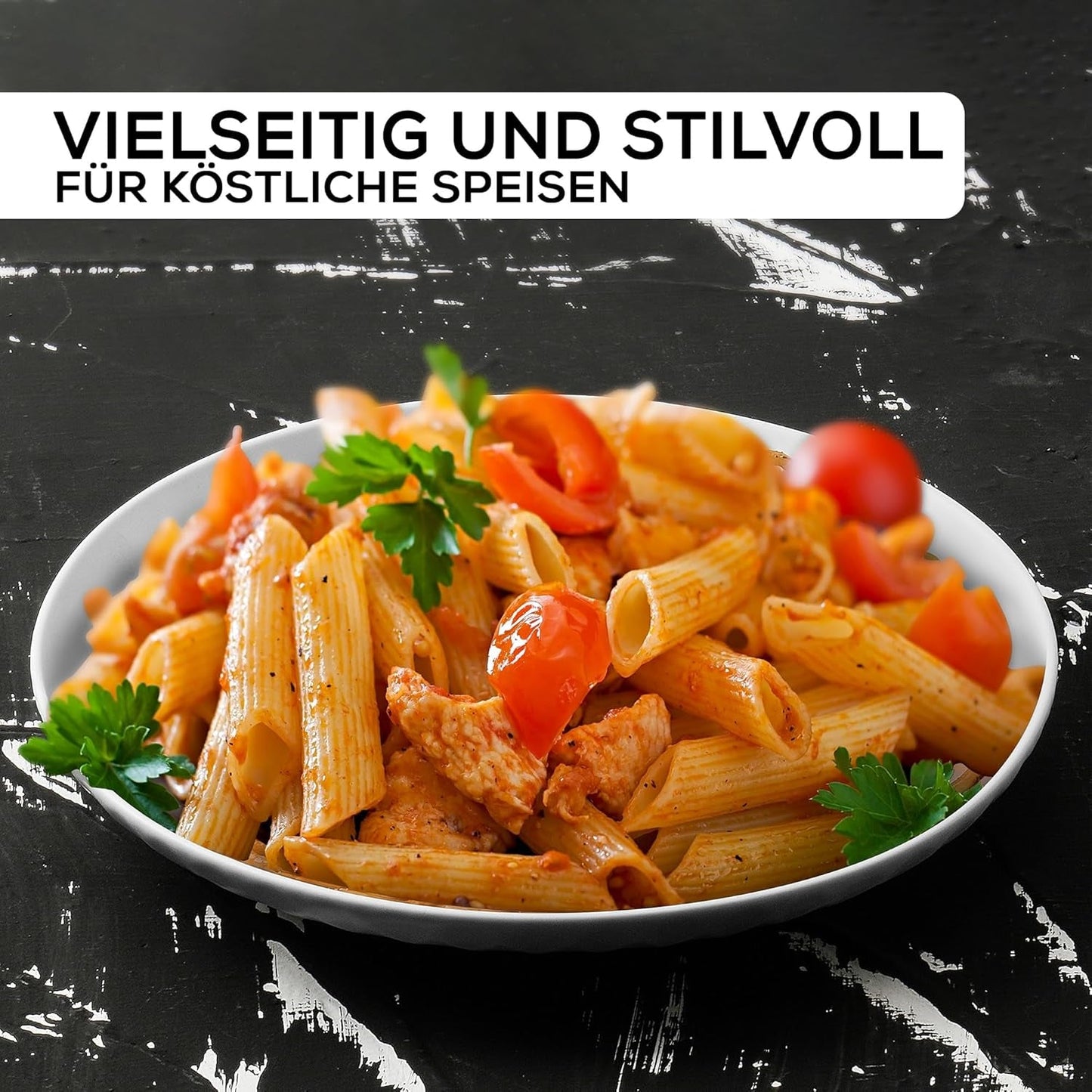 MIAMIO - Keramisk porcelænssæt, 24 dele, kombineret service til 6 - Tåler opvaskemaskine og mikroovn - Palmanova Collection (hvid)