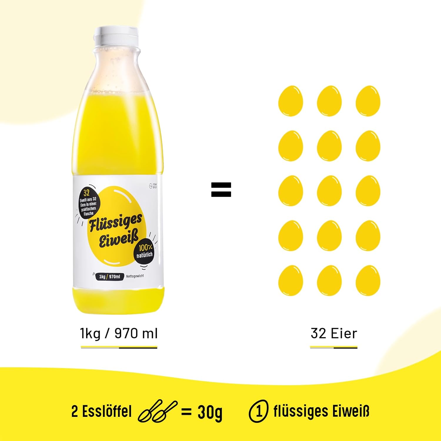 Flydende æggehvidemærke - 6x1 kg 100% naturlige proteiner