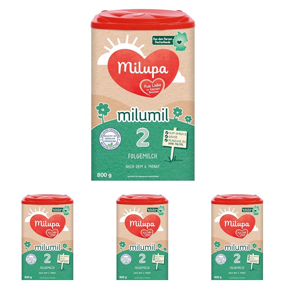 Milupa Milumil Pre, Mælkepulver til babyer - Med vigtige næringsstoffer og uden palmeolie - 800 g Naty Shop 4 x 800 gram Milumil 2