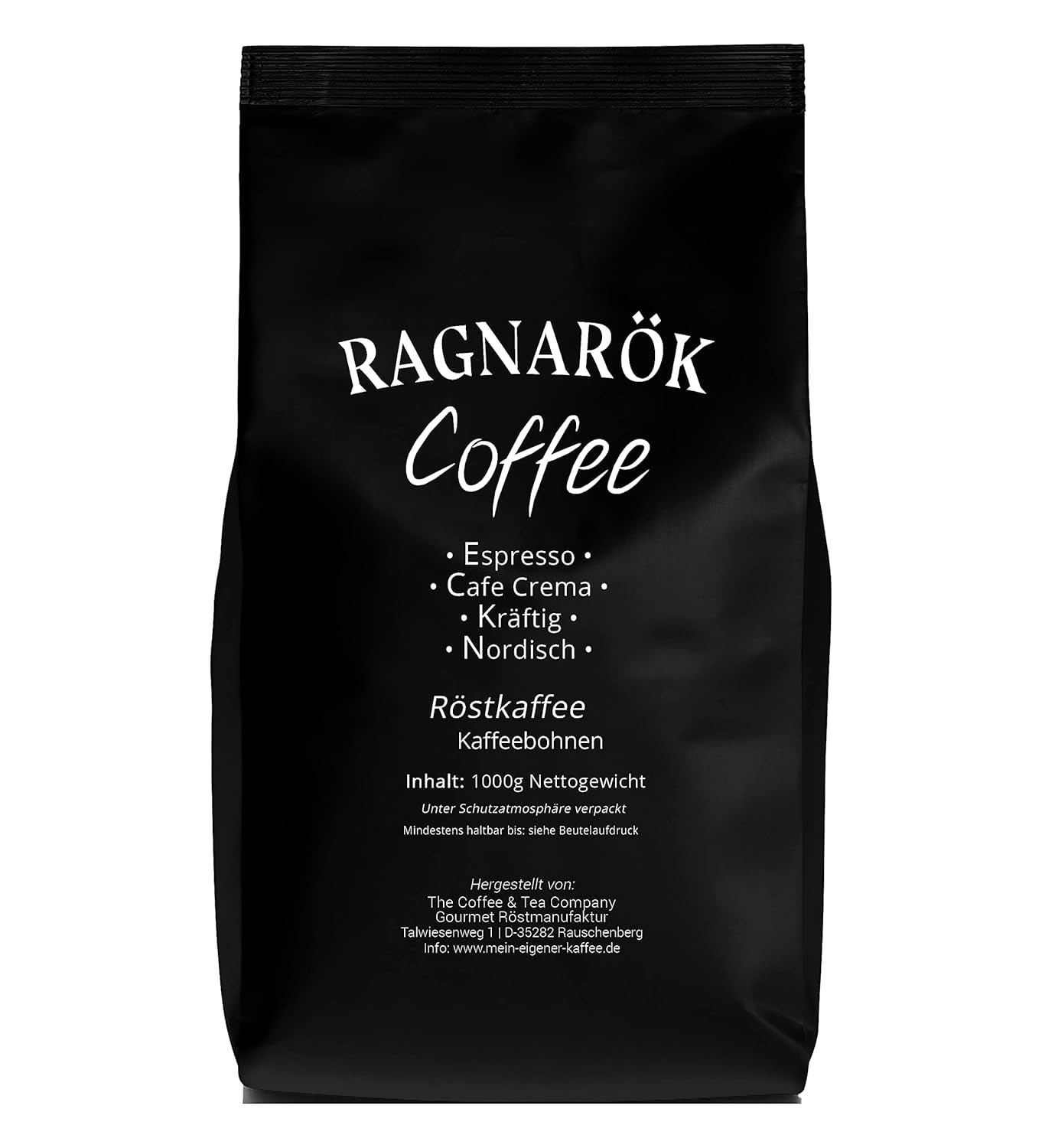C&T "Ragnarök Coffee" nordischer Röst-Kaffee | 1000g Bohne gås | als Espresso & Cafe Crema trinkbar | kräftig + würzig + aromatisk | 100% naturlig med koffein