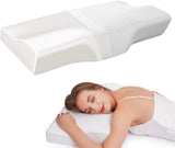 BDTFO Nakkesmerter Memory Foam Pude Ortopædisk Cervikal Contour Pude Nakkestøtte til Ryg Mave Side Sleeper med vaskbart åndbart lynlåsbetræk Cervikal Ortopædiske puder Naty Shop Butterfly White