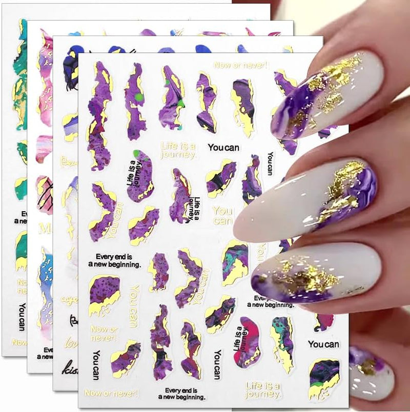 6 farver marmor negle stickers bronzer sølv selvklæbende klistermærker bloom marmor negle stickers 3D marmor negle stickers design tilbehør negle art stickers negle stickers sæt negle folie