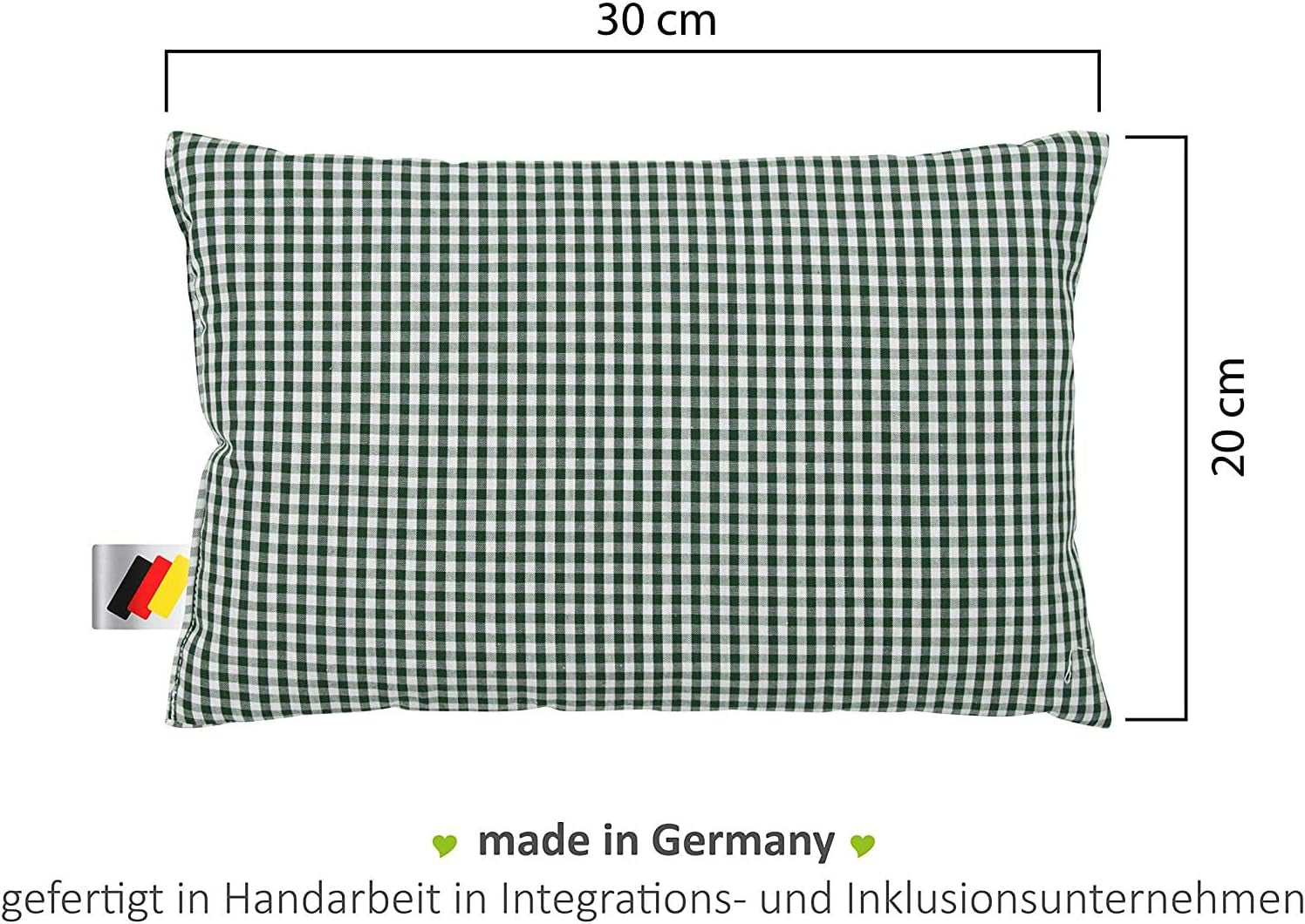 Gözze - Urteduftende pude, 200 G urteblandingsfyld, 100 % bomuldsbetræk, 30 X 20 Cm - Plaid Green Naty Shop Standardpuder
