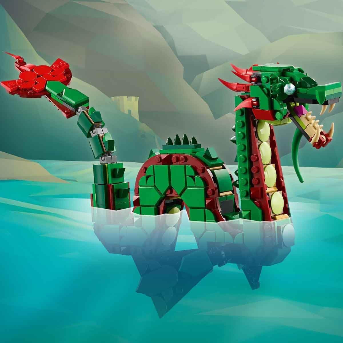 LEGO Creator 3In1 Green Dragon - Legetøj - Forvandles til en søslange eller føniks - Dyrebyggelegetøj til børn - Gave til drenge og piger fra 9 år 31161 Byggesæt Besuche den LEGO-Store