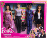 Barbie Berufe-Set med 4 Puppen og tilbehør, Frauen in der Filmbranche med Studioleiterin, Regisseurin, Kamerafrau og Filmstar in Ausziehbaren Outfits, HRG54